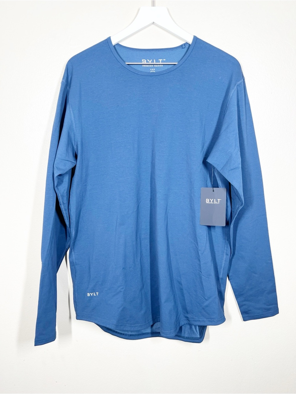Bylt Basics Mens Lux Drop Cut Long Sleeve Crew Neck Shirt Wavelength Blue Large